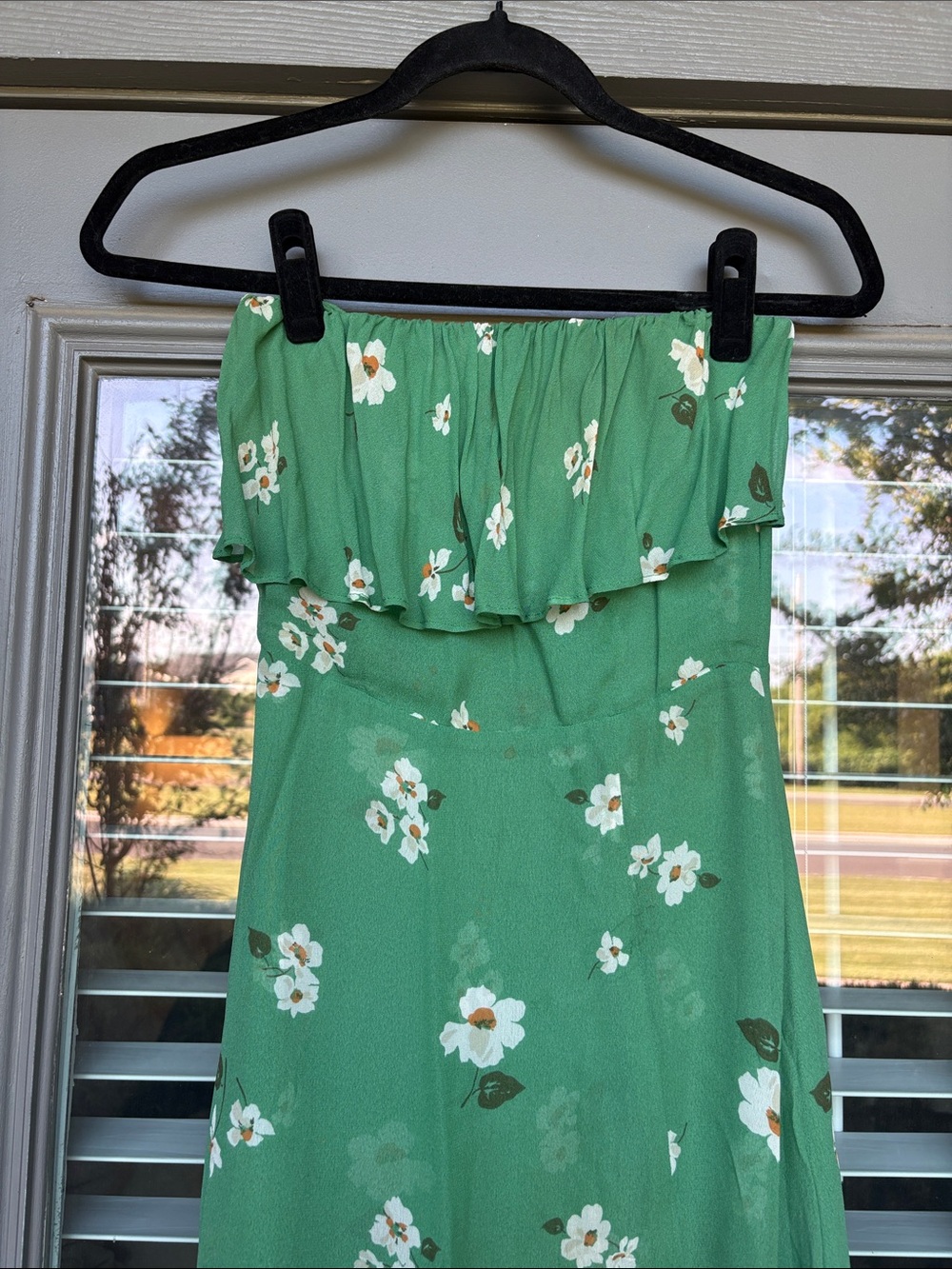 Reformation Indy Green Floral Strapless Midi Dress - Picture 4 of 12